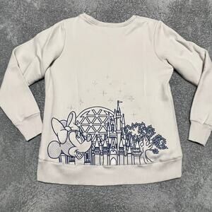 Disney Parks Sweatshirt Womens XL Cream Embroidered Crew